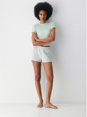 Aritzia Cozy Sweatfleece Perfect Micro Short Agave Green, size S